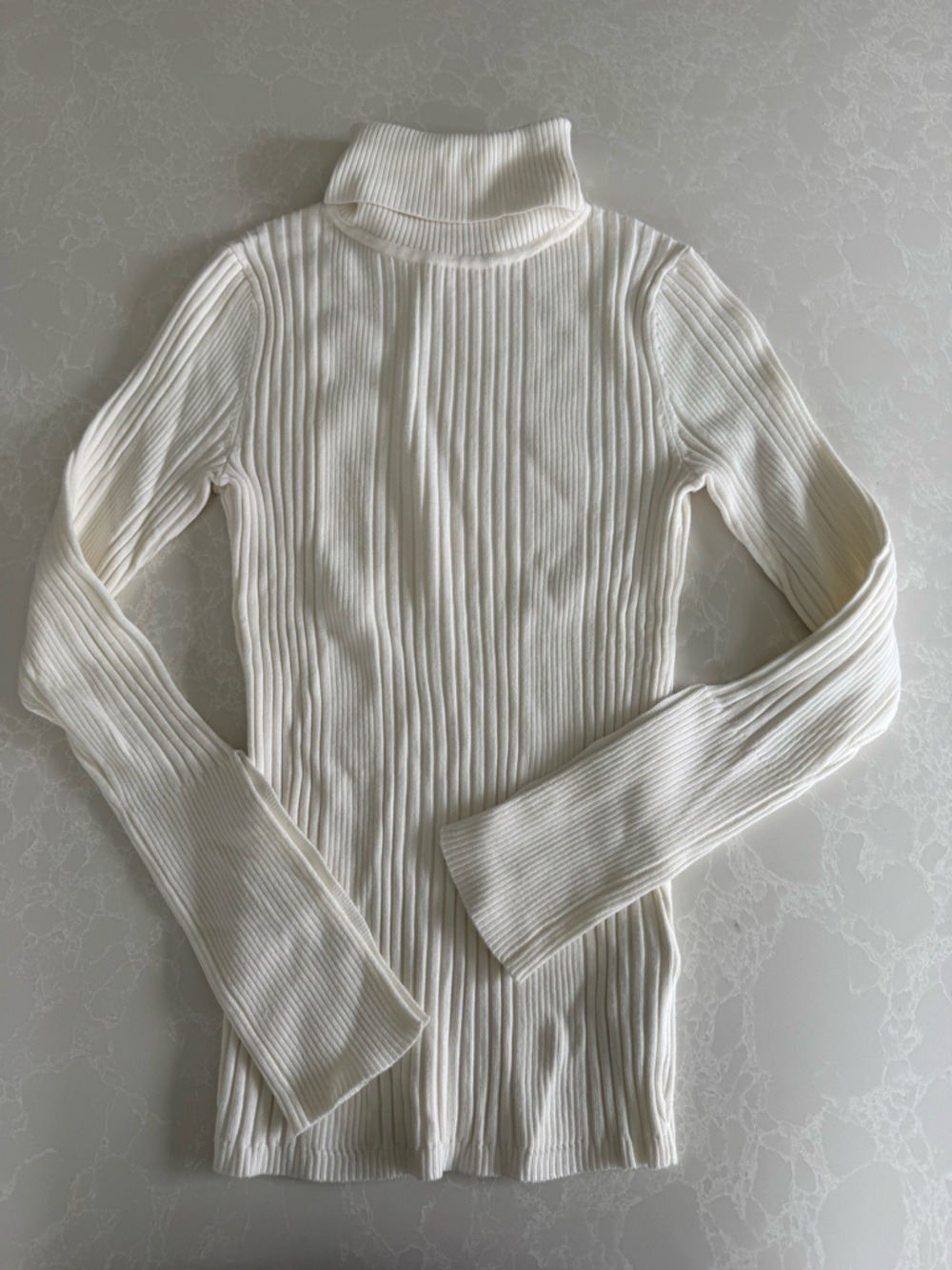 Anthropologie Cream Ribbed Turtleneck Sweater